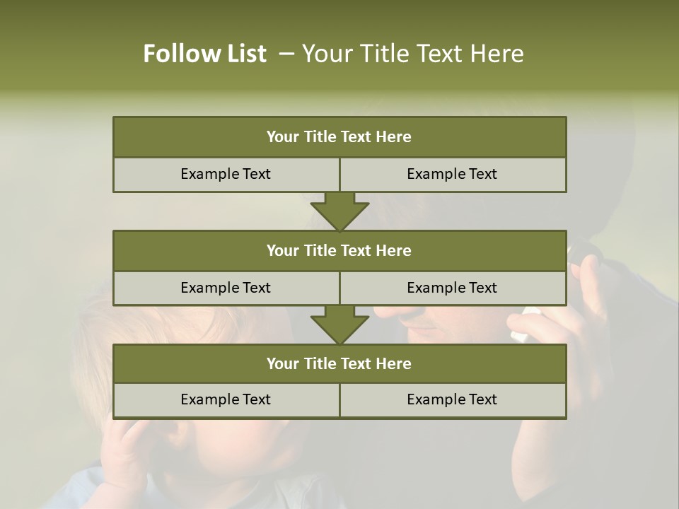 A Young Son Mimics His Father Who Is Talking On His Mobile PowerPoint Template