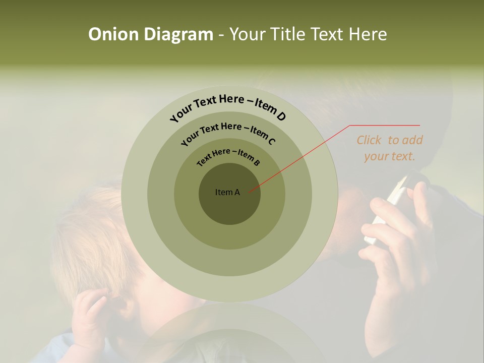 A Young Son Mimics His Father Who Is Talking On His Mobile PowerPoint Template