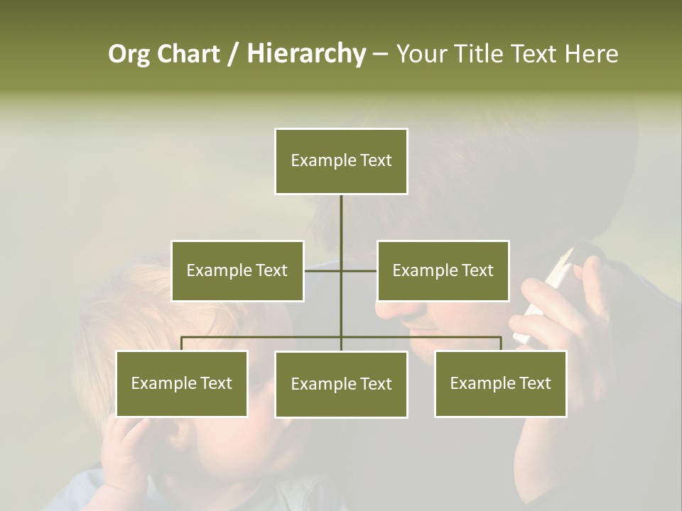 A Young Son Mimics His Father Who Is Talking On His Mobile PowerPoint Template