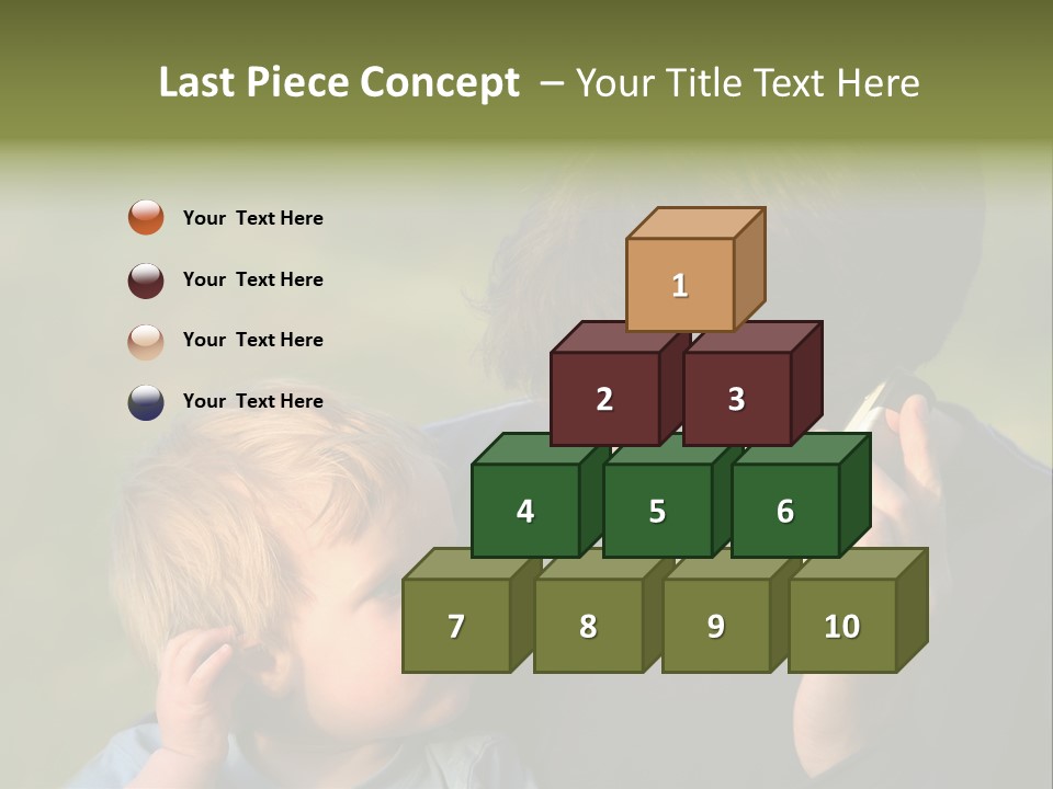 A Young Son Mimics His Father Who Is Talking On His Mobile PowerPoint Template