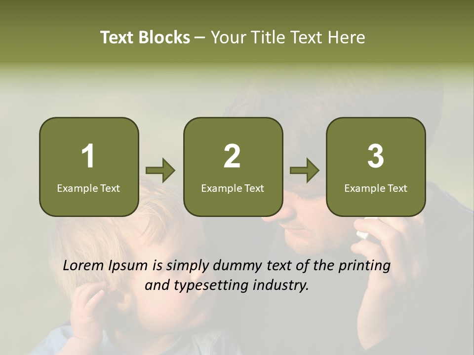 A Young Son Mimics His Father Who Is Talking On His Mobile PowerPoint Template