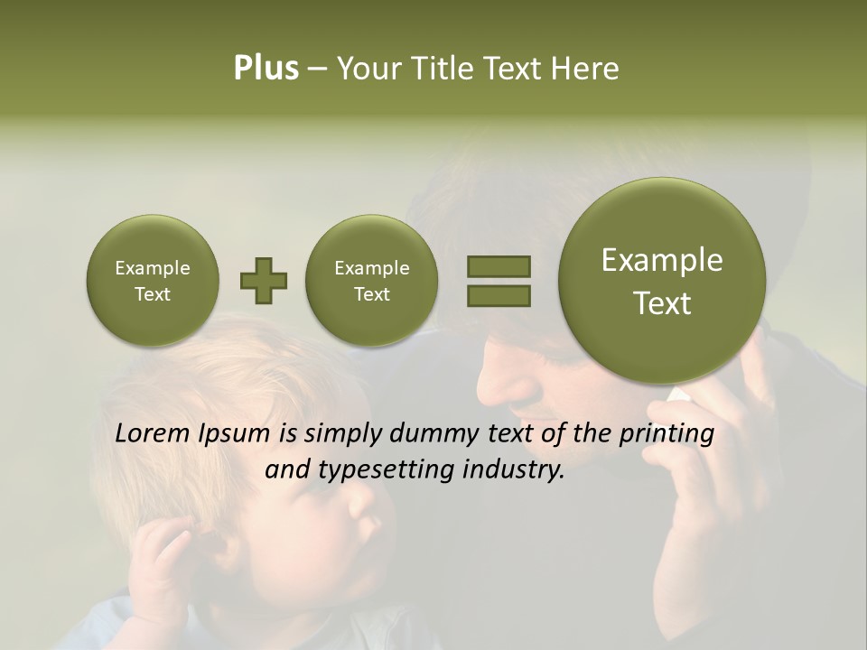 A Young Son Mimics His Father Who Is Talking On His Mobile PowerPoint Template