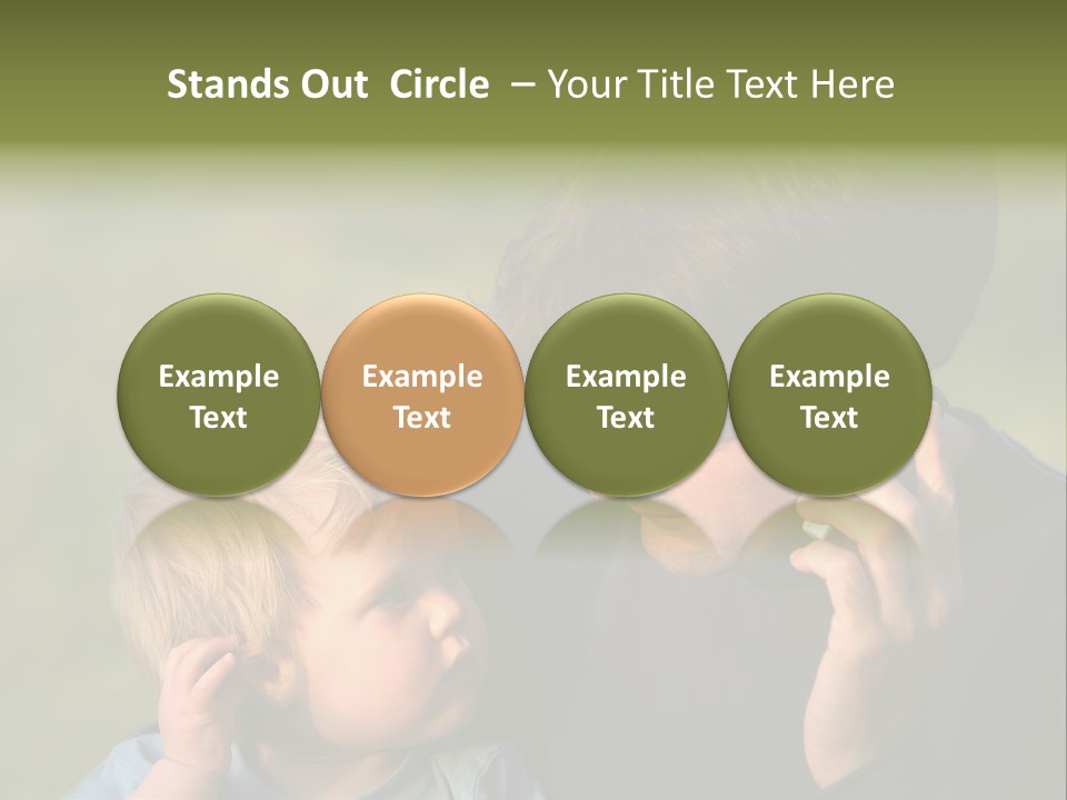 A Young Son Mimics His Father Who Is Talking On His Mobile PowerPoint Template