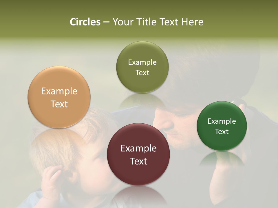 A Young Son Mimics His Father Who Is Talking On His Mobile PowerPoint Template