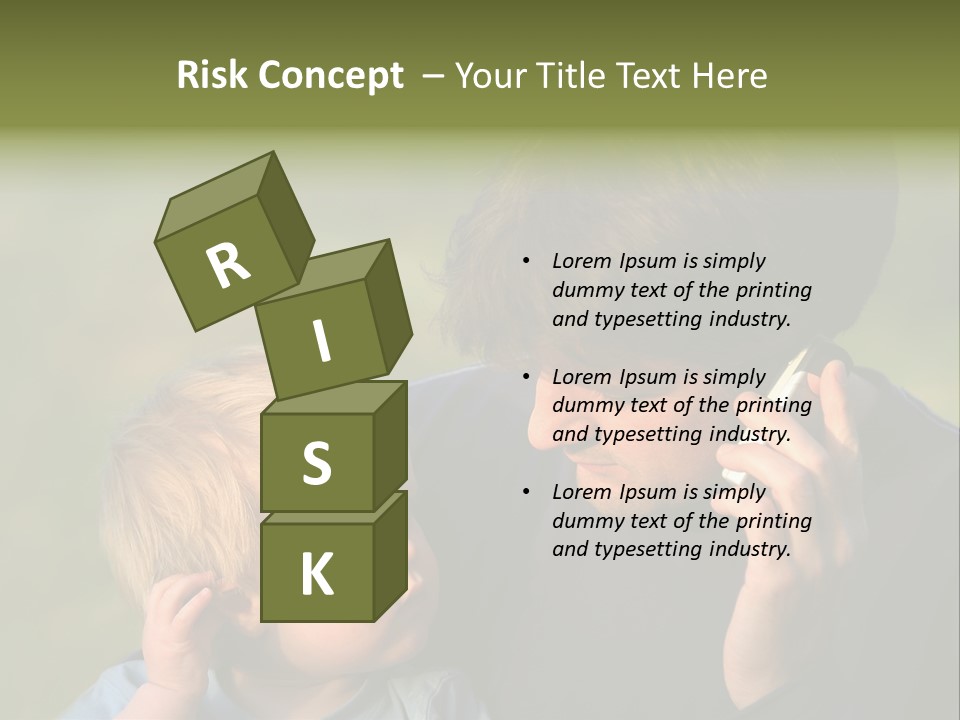 A Young Son Mimics His Father Who Is Talking On His Mobile PowerPoint Template