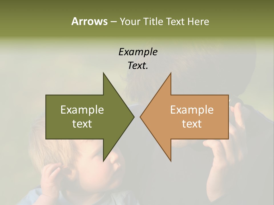 A Young Son Mimics His Father Who Is Talking On His Mobile PowerPoint Template