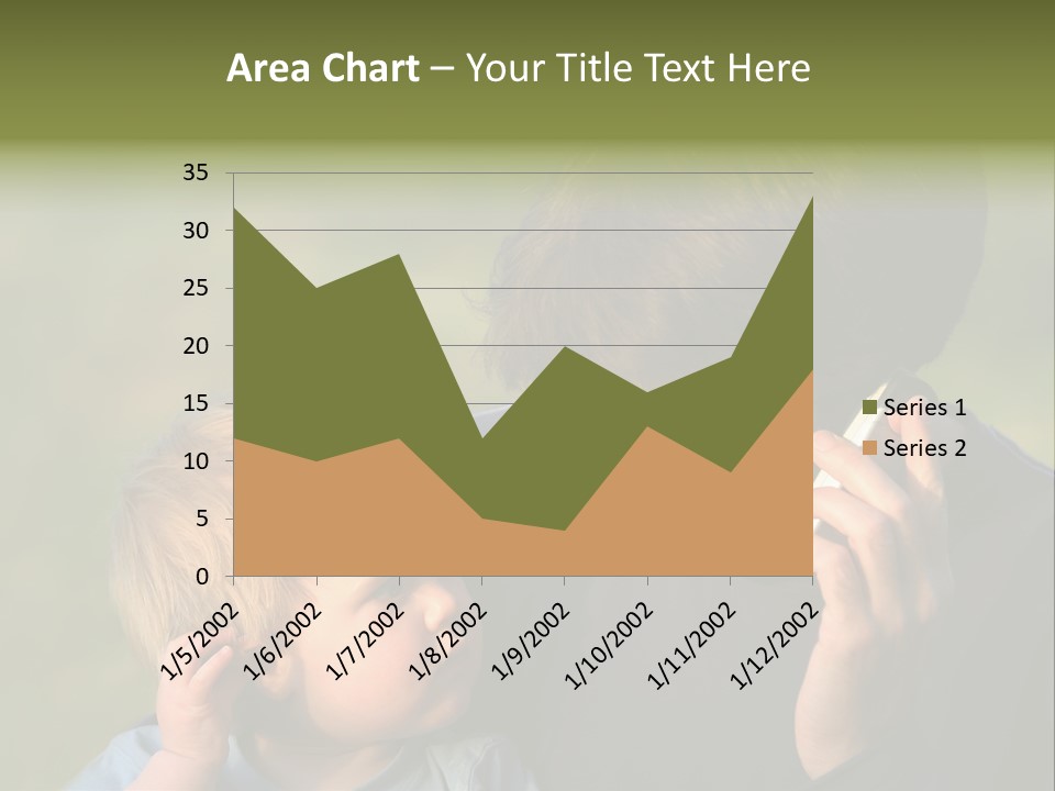 A Young Son Mimics His Father Who Is Talking On His Mobile PowerPoint Template