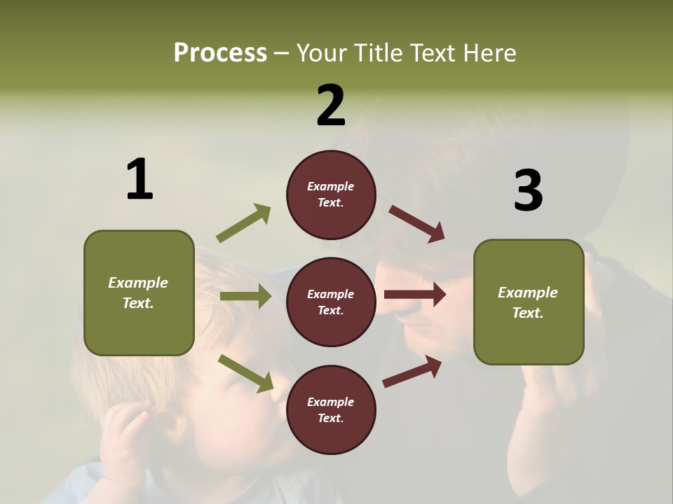 A Young Son Mimics His Father Who Is Talking On His Mobile PowerPoint Template