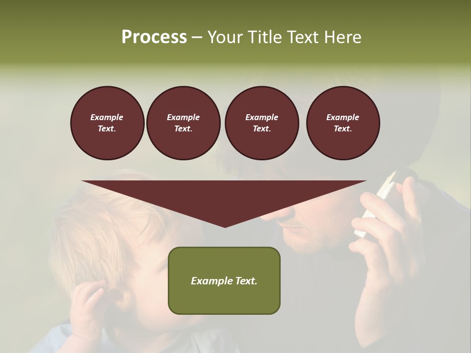 A Young Son Mimics His Father Who Is Talking On His Mobile PowerPoint Template