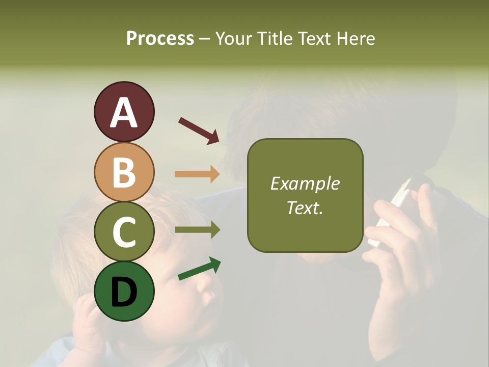 A Young Son Mimics His Father Who Is Talking On His Mobile PowerPoint Template