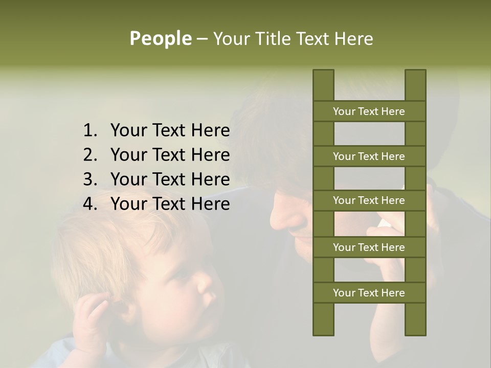 A Young Son Mimics His Father Who Is Talking On His Mobile PowerPoint Template
