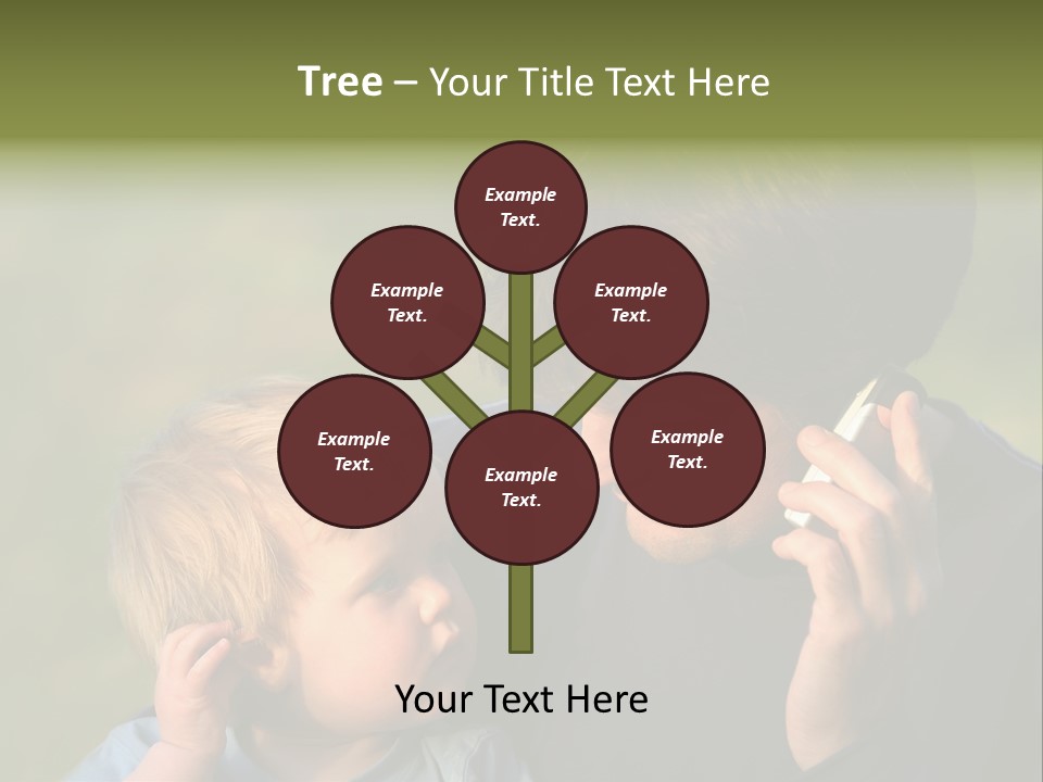 A Young Son Mimics His Father Who Is Talking On His Mobile PowerPoint Template
