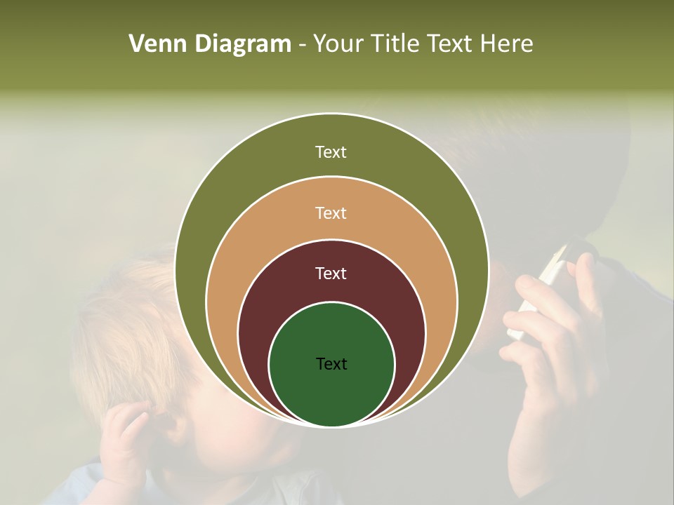A Young Son Mimics His Father Who Is Talking On His Mobile PowerPoint Template