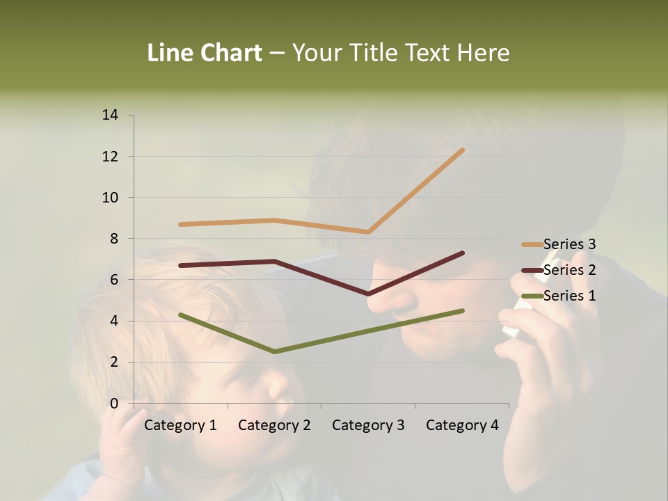 A Young Son Mimics His Father Who Is Talking On His Mobile PowerPoint Template