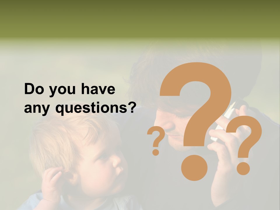 A Young Son Mimics His Father Who Is Talking On His Mobile PowerPoint Template