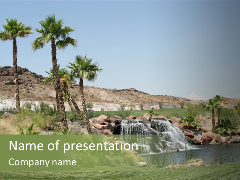 Beautiful Waterfall And Palm Trees PowerPoint Template