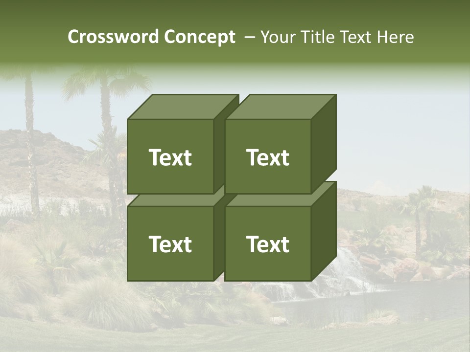 Beautiful Waterfall And Palm Trees PowerPoint Template