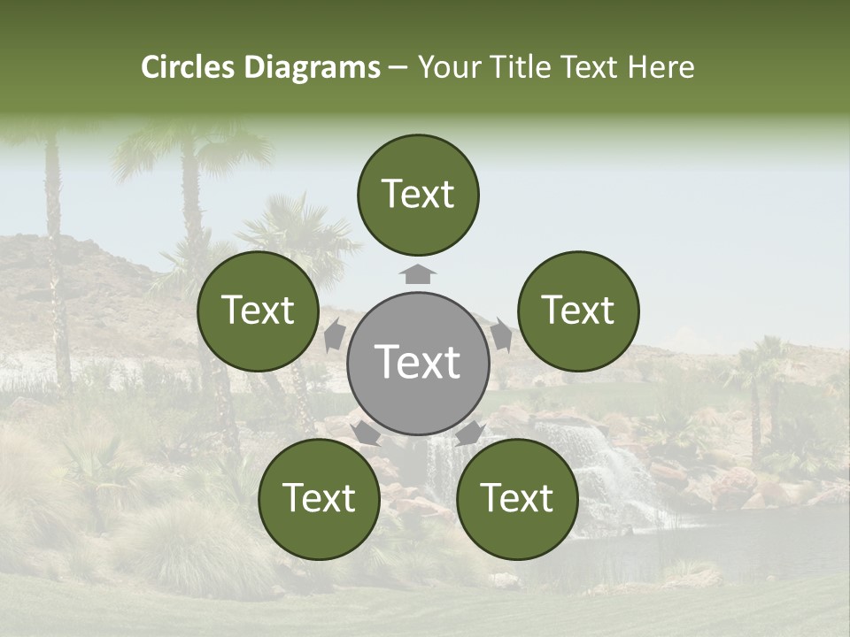 Beautiful Waterfall And Palm Trees PowerPoint Template