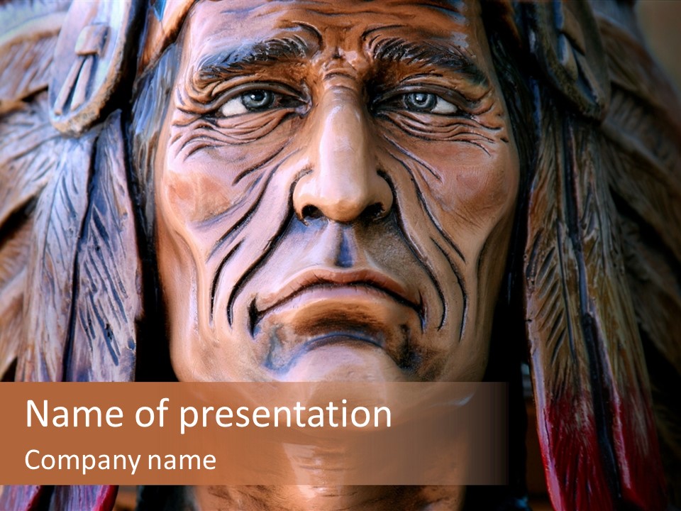 Wooden Indian Face PowerPoint Template