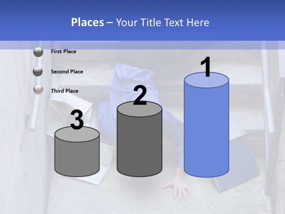 A Man Falling Down A Flight Of Stairs PowerPoint Template
