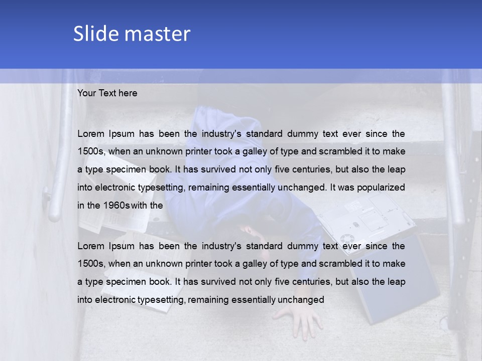 A Man Falling Down A Flight Of Stairs PowerPoint Template