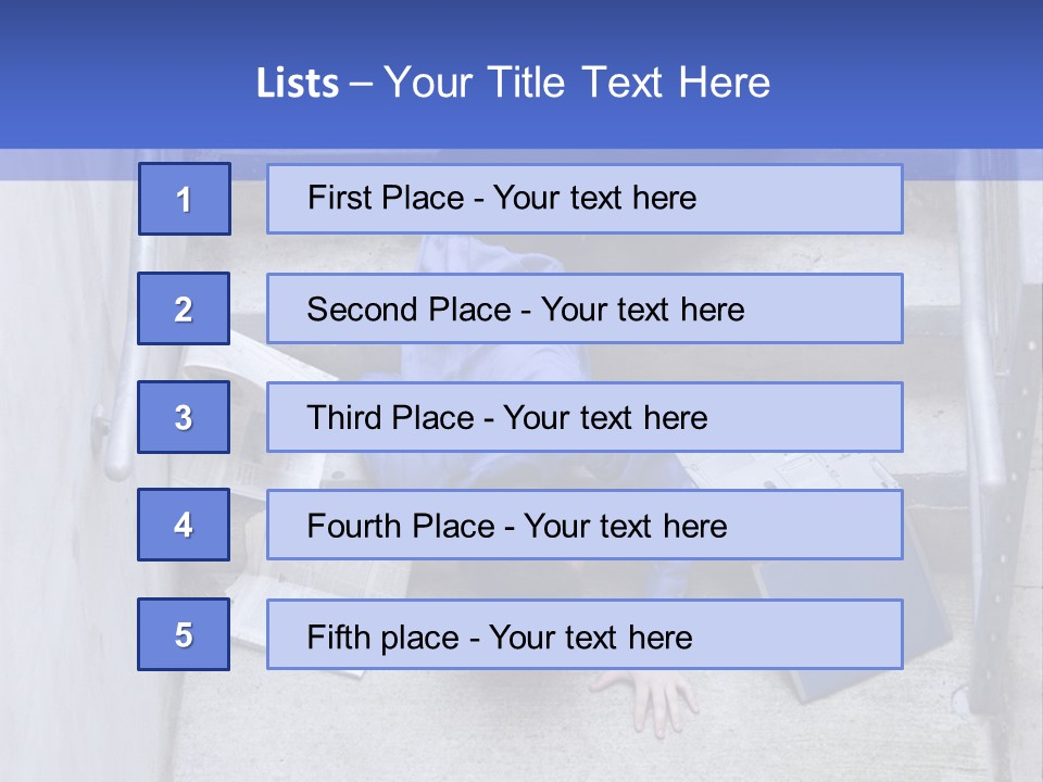 A Man Falling Down A Flight Of Stairs PowerPoint Template