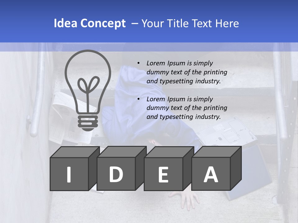 A Man Falling Down A Flight Of Stairs PowerPoint Template