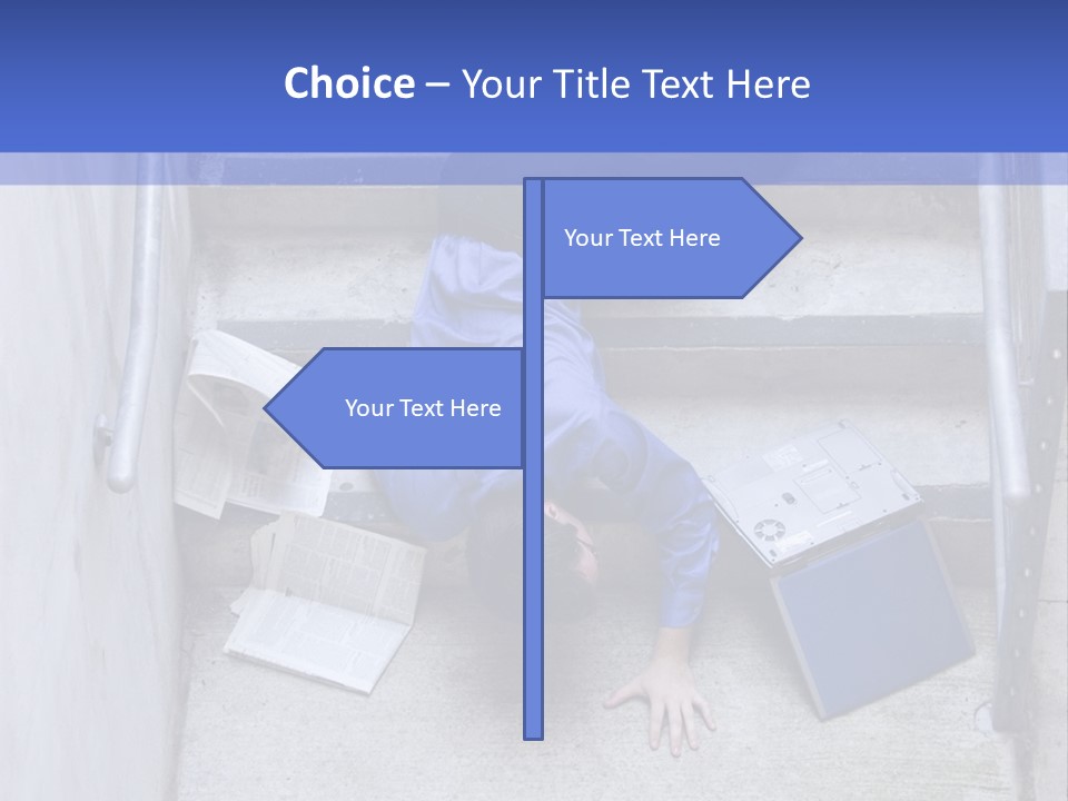 A Man Falling Down A Flight Of Stairs PowerPoint Template