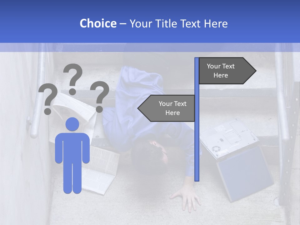 A Man Falling Down A Flight Of Stairs PowerPoint Template