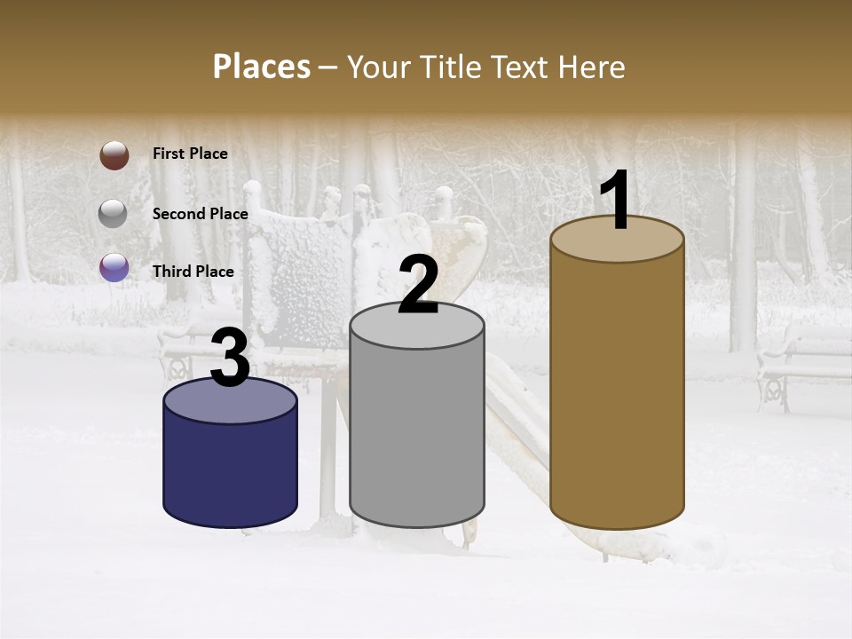 A Slide In The Snow With Trees In The Background PowerPoint Template