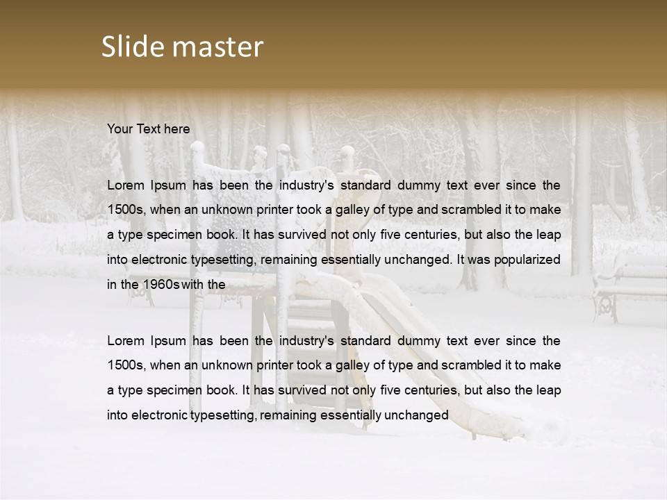 A Slide In The Snow With Trees In The Background PowerPoint Template