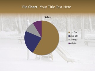 A Slide In The Snow With Trees In The Background PowerPoint Template