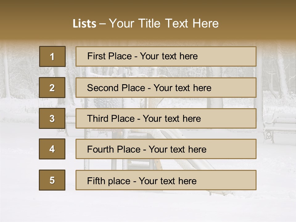 A Slide In The Snow With Trees In The Background PowerPoint Template