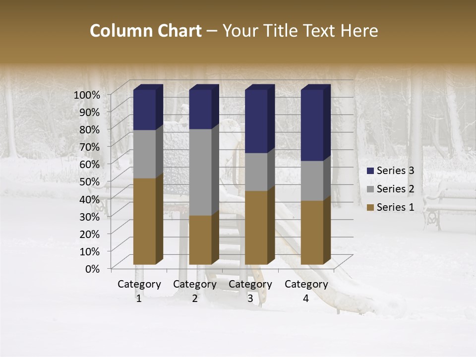 A Slide In The Snow With Trees In The Background PowerPoint Template