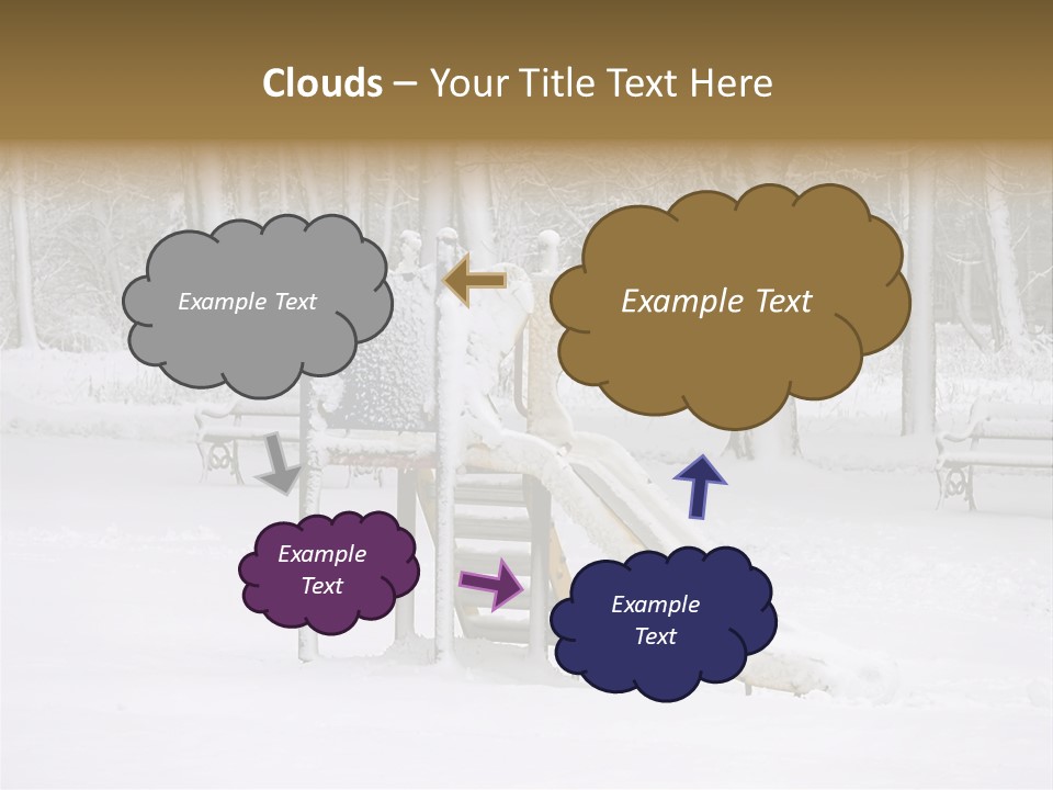 A Slide In The Snow With Trees In The Background PowerPoint Template
