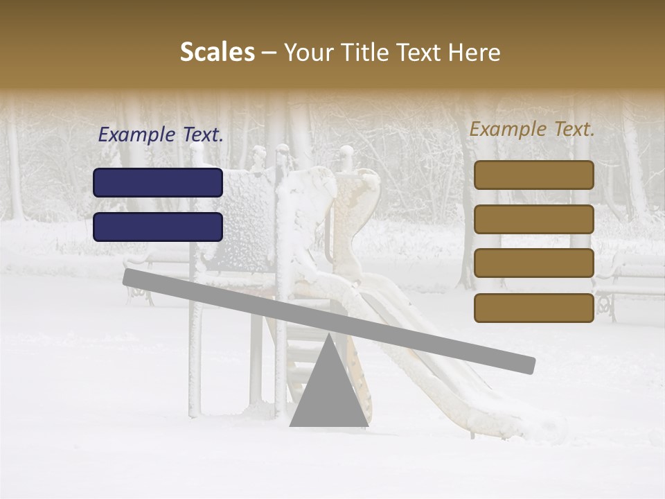 A Slide In The Snow With Trees In The Background PowerPoint Template