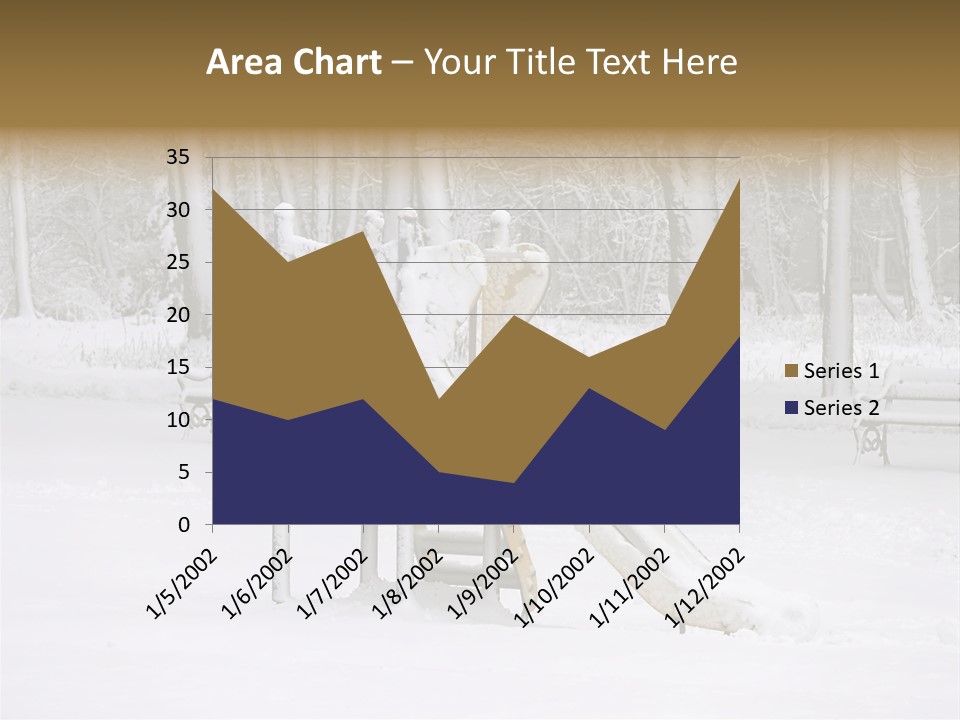 A Slide In The Snow With Trees In The Background PowerPoint Template
