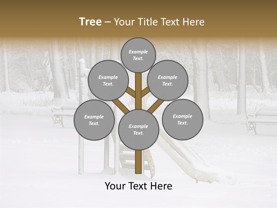 A Slide In The Snow With Trees In The Background PowerPoint Template