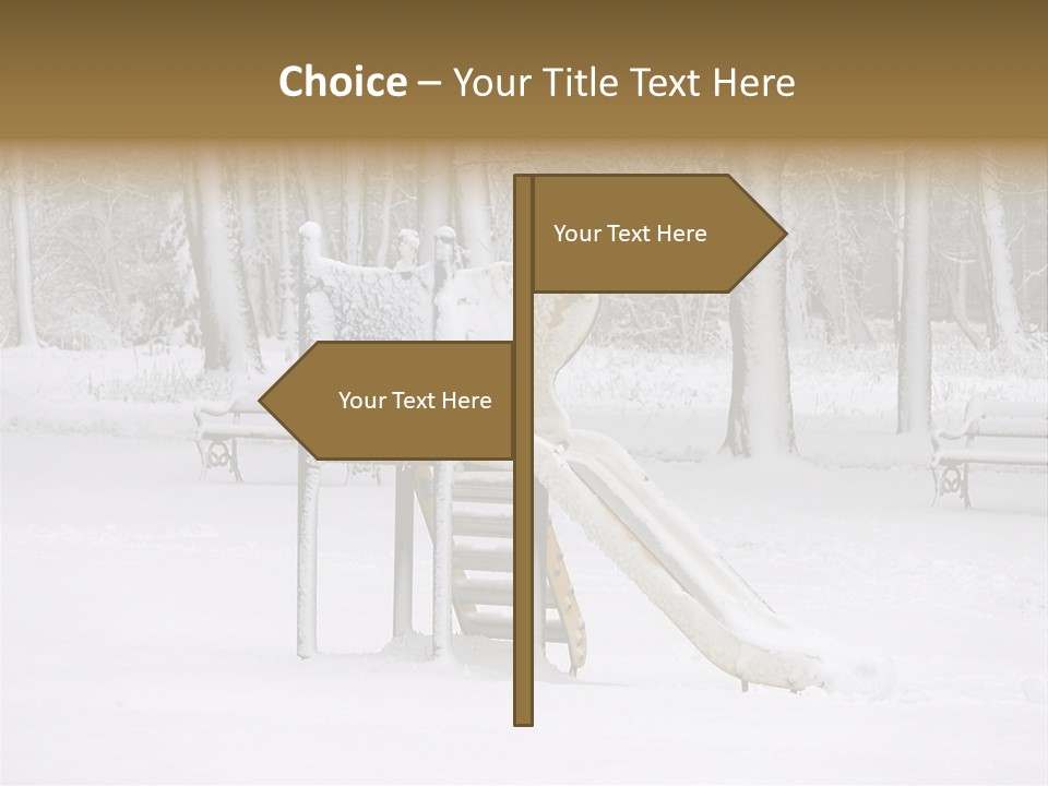 A Slide In The Snow With Trees In The Background PowerPoint Template