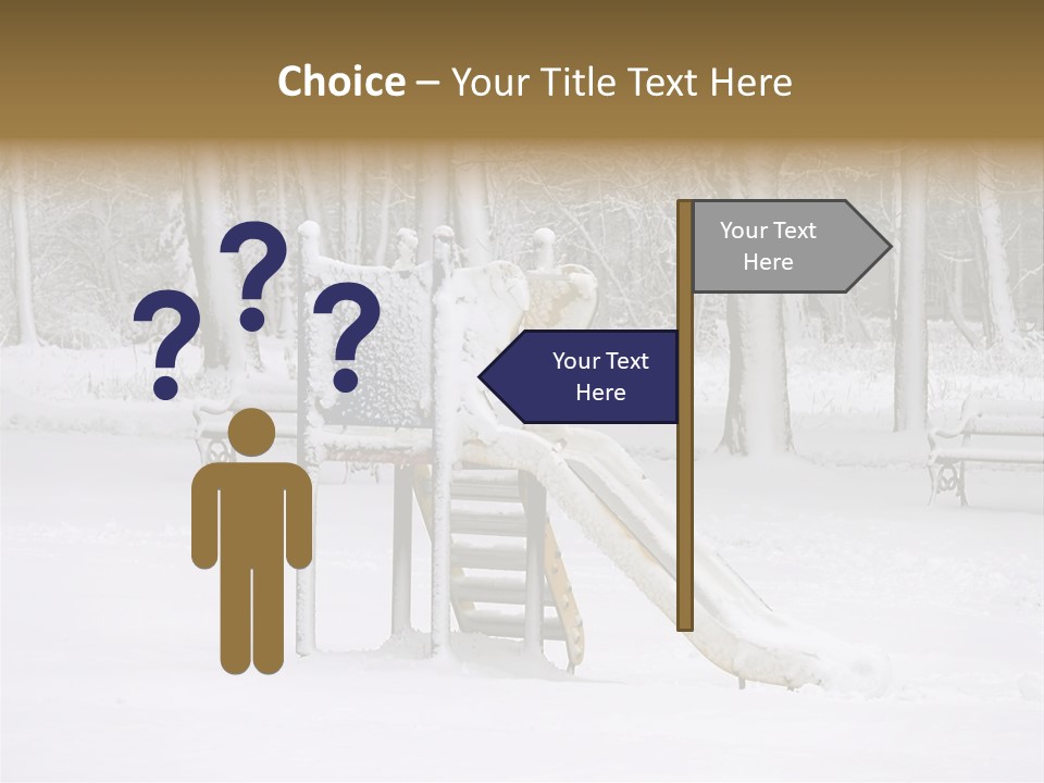 A Slide In The Snow With Trees In The Background PowerPoint Template