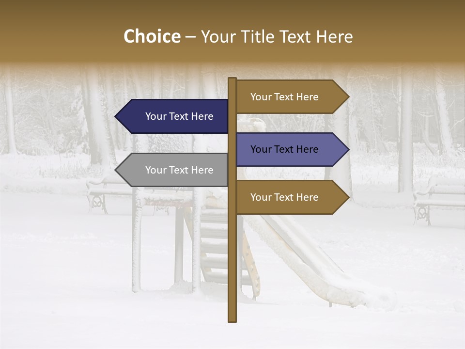 A Slide In The Snow With Trees In The Background PowerPoint Template