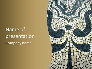 A Mosaic Pattern With A Gold Background PowerPoint Template