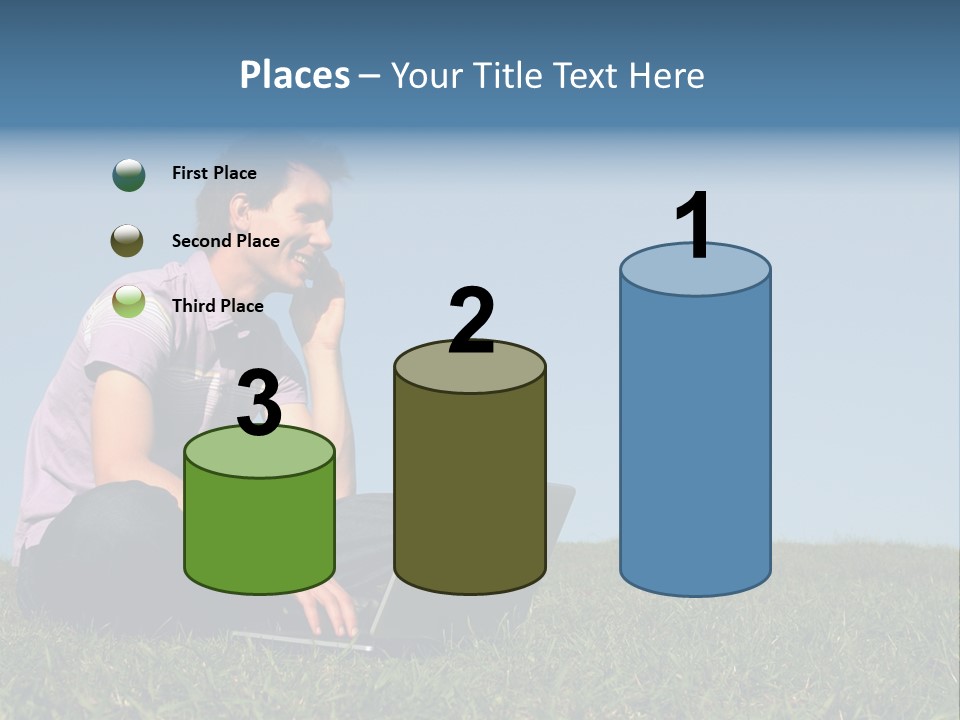 Man Using A Laptop Outdoors PowerPoint Template