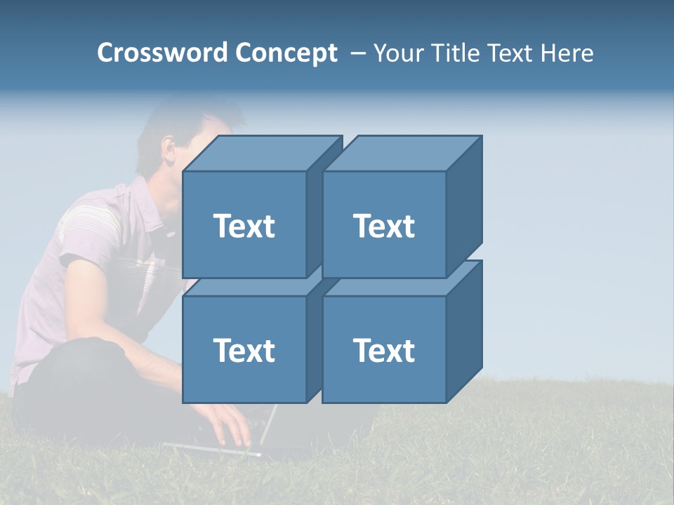 Man Using A Laptop Outdoors PowerPoint Template