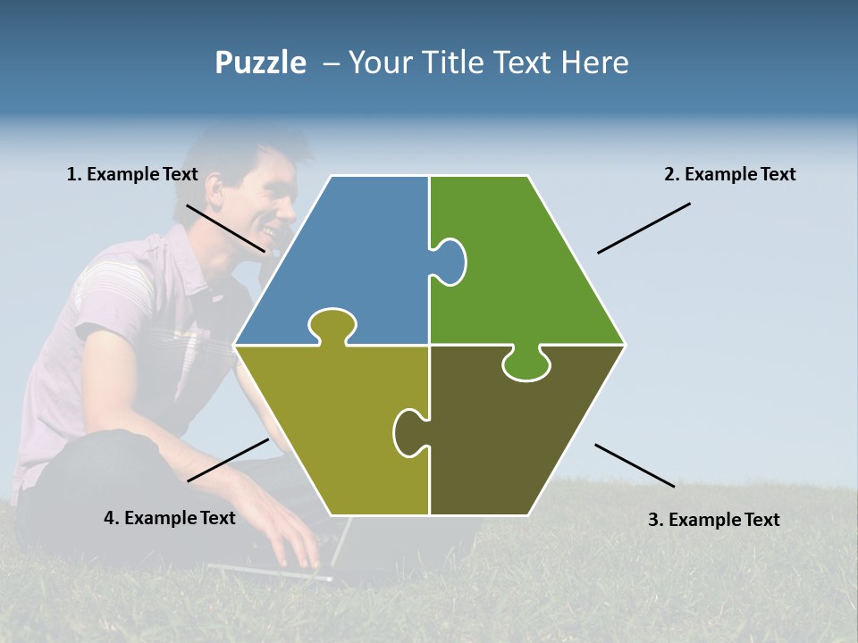 Man Using A Laptop Outdoors PowerPoint Template