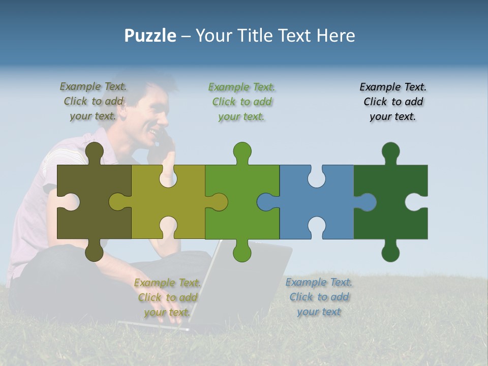 Man Using A Laptop Outdoors PowerPoint Template