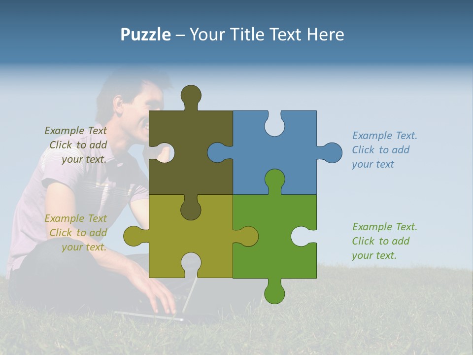 Man Using A Laptop Outdoors PowerPoint Template