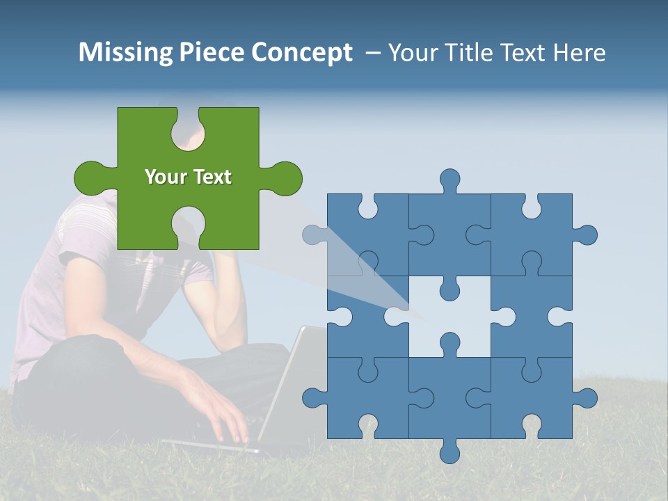 Man Using A Laptop Outdoors PowerPoint Template