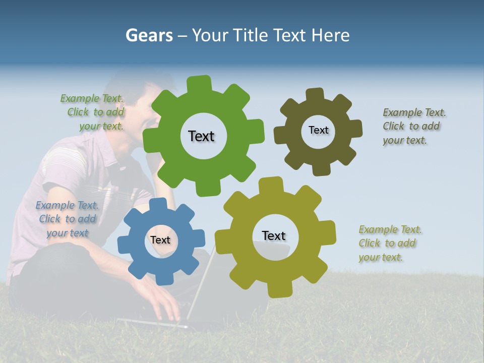 Man Using A Laptop Outdoors PowerPoint Template