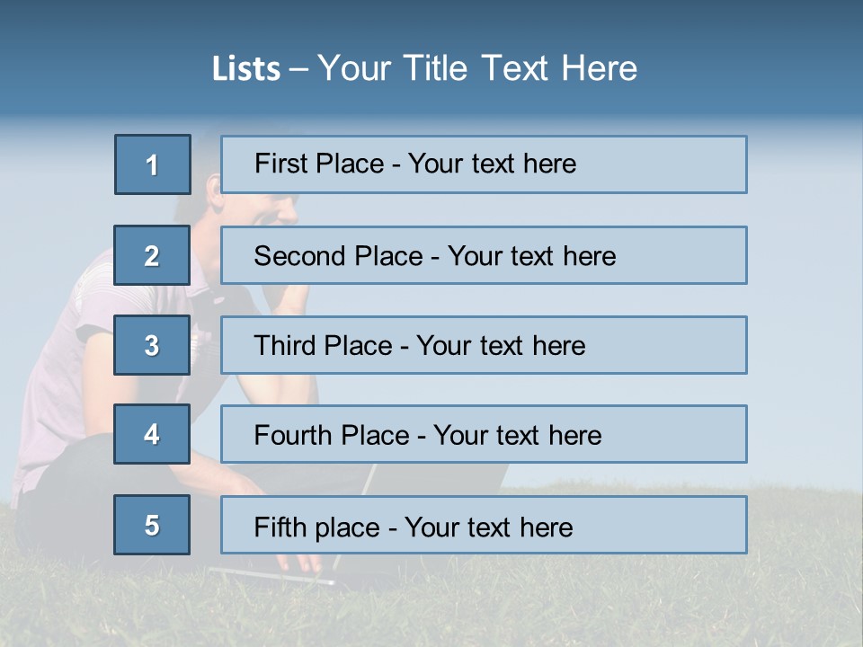Man Using A Laptop Outdoors PowerPoint Template